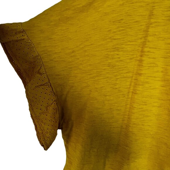 Old Navy Lace Ruffle Shirt Womens Size XXL Yellow Casual - Picture 5 of 7